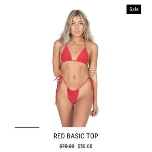 byCassandre Red Basic Swim Top